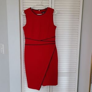 Red office attire dress